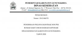 PENERIMAAN PEGAWAI KONTRAK NON PNS RUMAH SAKIT UMUM DAERAH SAPTOSARI DINAS KESEHATAN KABUPATEN GUNUN