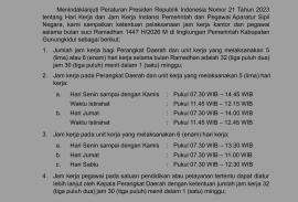 Penyesuaian Jam Kerja Selama Ramadhan 1447 H / 2026 M di Lingkungan Pemkab Gunungkidul